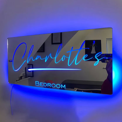 Personalized Custom Name Mirror Led Wall Plate